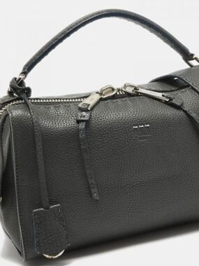 Fendi Grey Selleria Leather Lei Boston